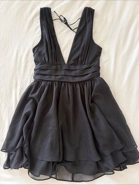 Abercrombie & Fitch Black Deep V Chiffon Mini Dress